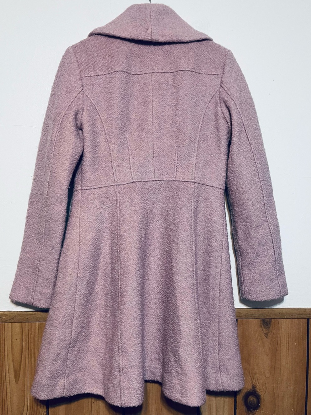 GUESS Pink Shawl-Collar Wool-Blend Pea Coat - Picture 2 of 9